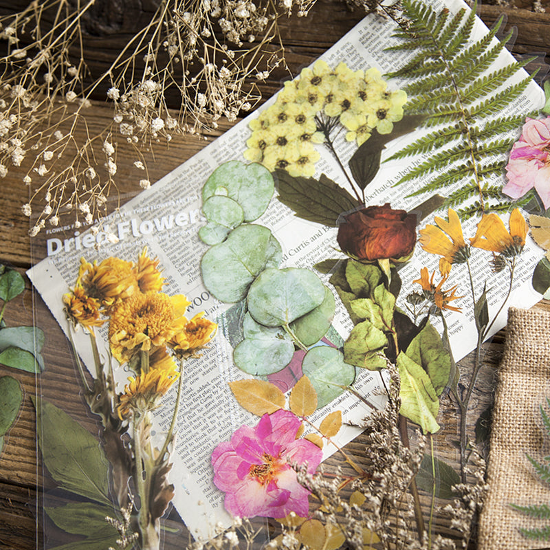 Pack d'autocollants pour journal intime en PET à motif de fleurs