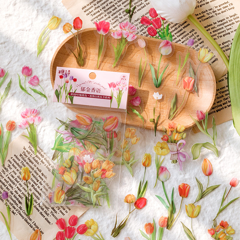 Flower PET Sticker Transparent Sticker Sheet