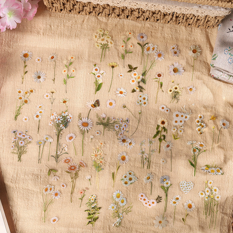 Daisy Flower Stickers – Natürliche Serie