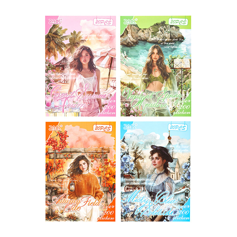 Ästhetisches Journal-Stickerbuch: Frühling / Sommer / Herbst / Winter