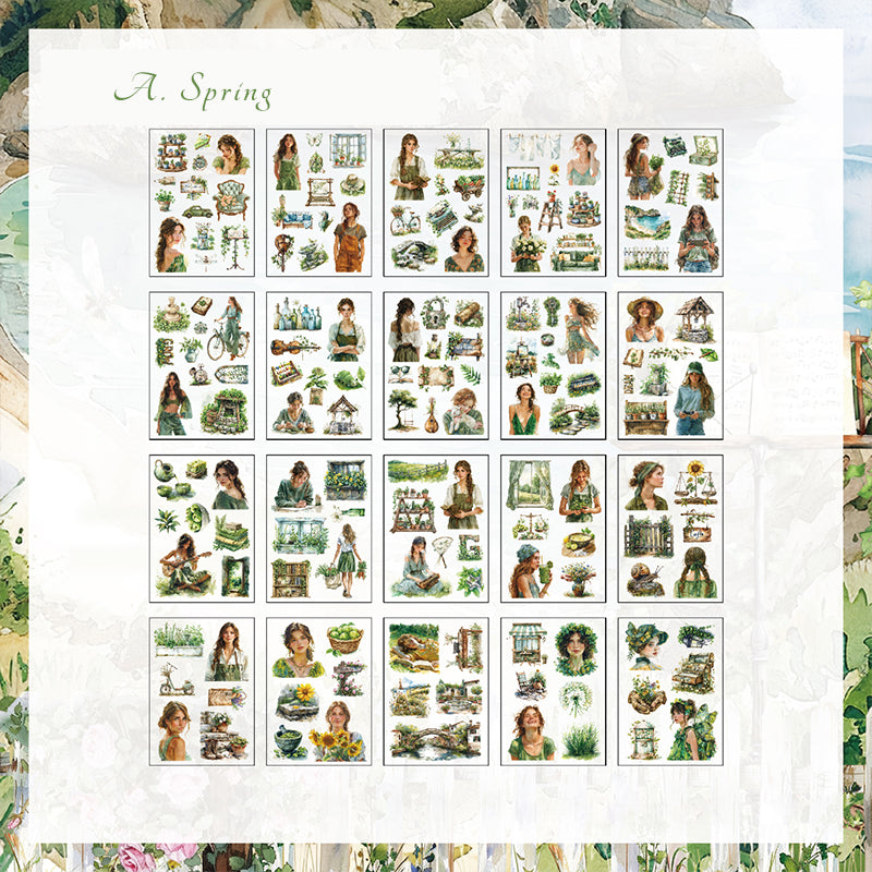 Ästhetisches Journal-Stickerbuch: Frühling / Sommer / Herbst / Winter