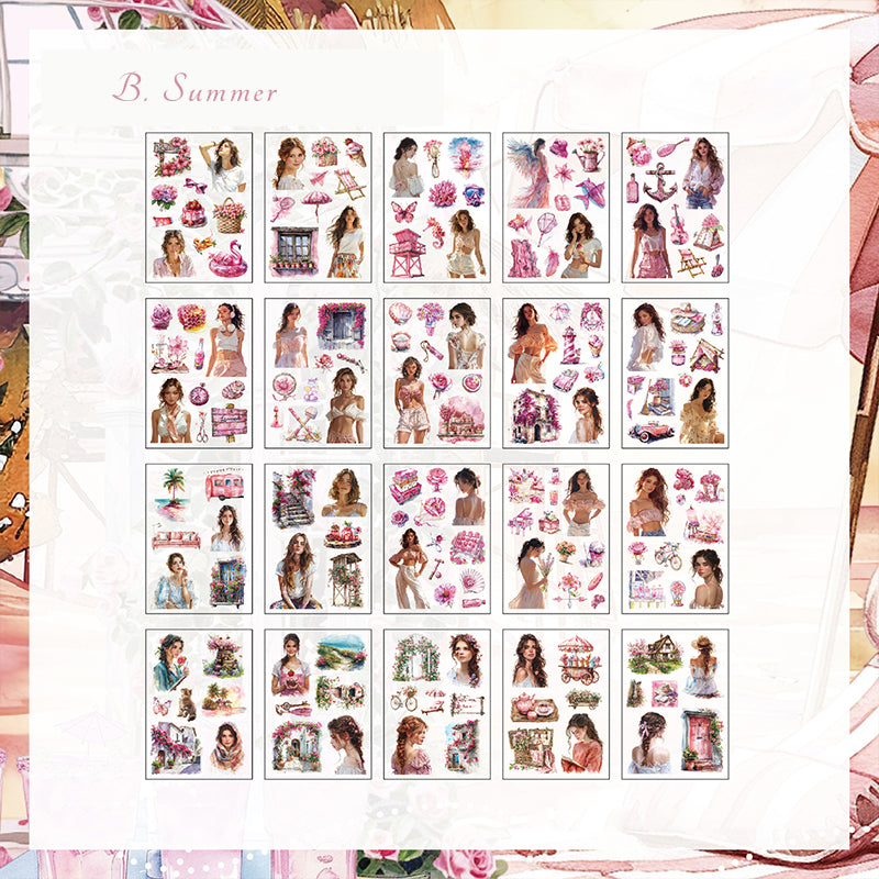 Ästhetisches Journal-Stickerbuch: Frühling / Sommer / Herbst / Winter