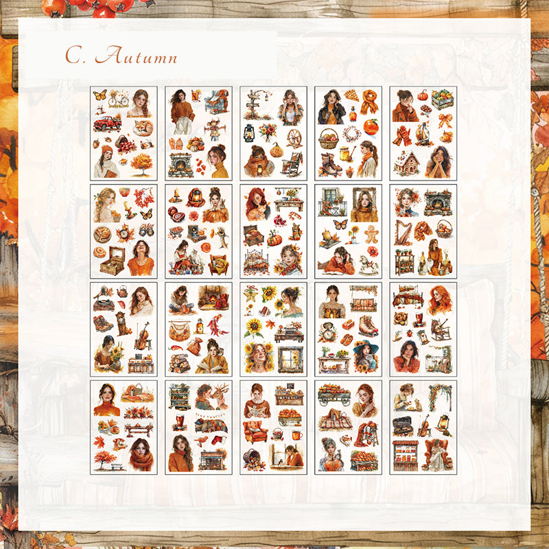 Ästhetisches Journal-Stickerbuch: Frühling / Sommer / Herbst / Winter