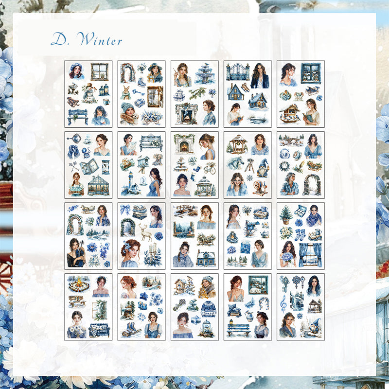 Ästhetisches Journal-Stickerbuch: Frühling / Sommer / Herbst / Winter