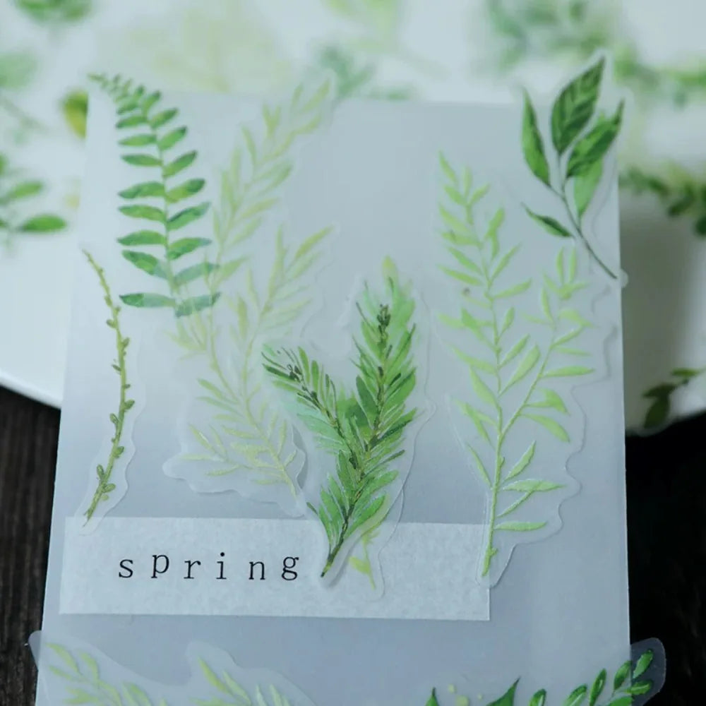 Fresh Green Leaf Vellum Stickers – Botanical Ephemera Stickers