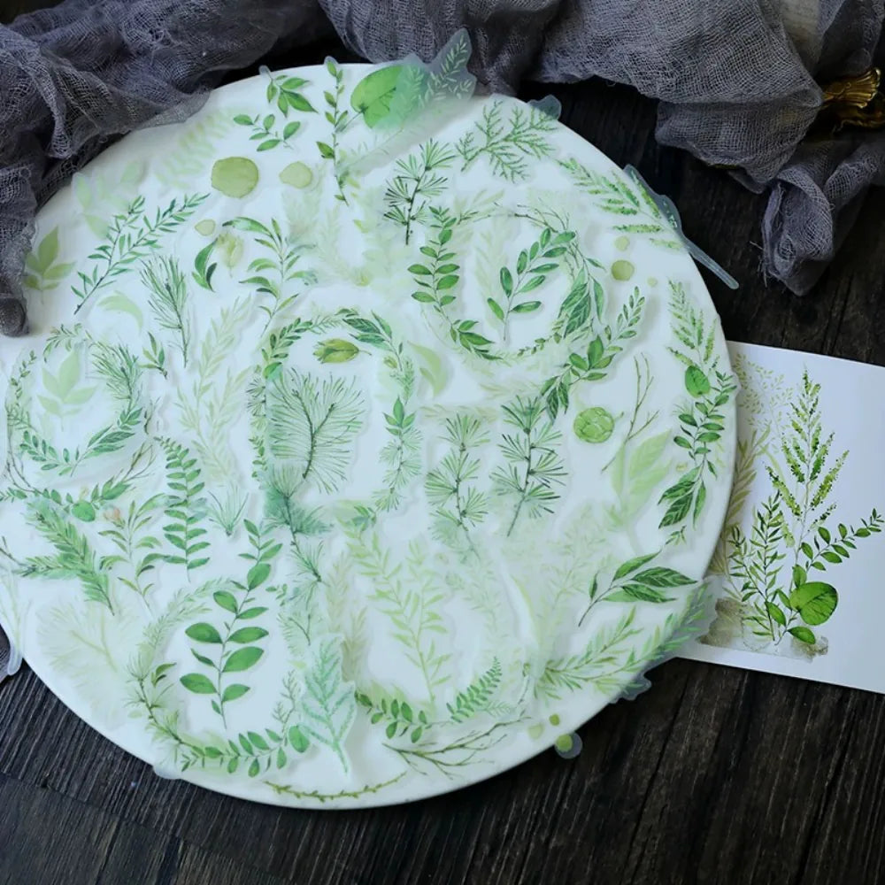Fresh Green Leaf Vellum Stickers – Botanical Ephemera Stickers