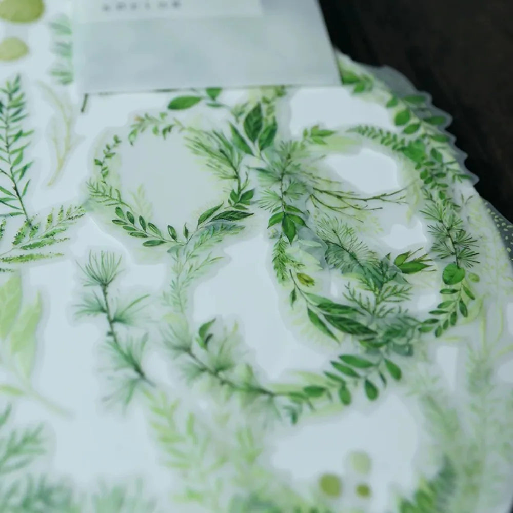 Fresh Green Leaf Vellum Stickers – Botanical Ephemera Stickers