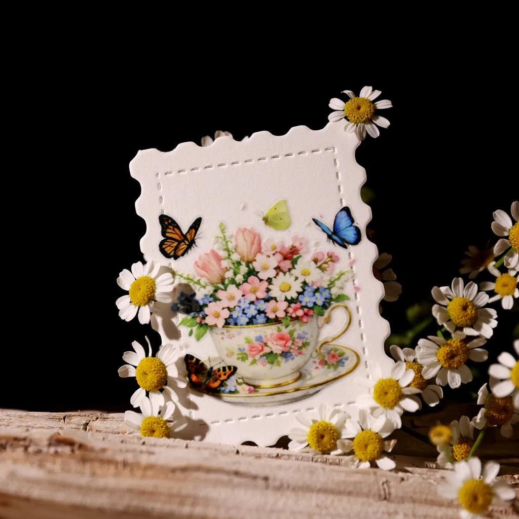 UV DTF Transferaufkleber mit Gartenblumen | Blumen-Rub-On-Sticker