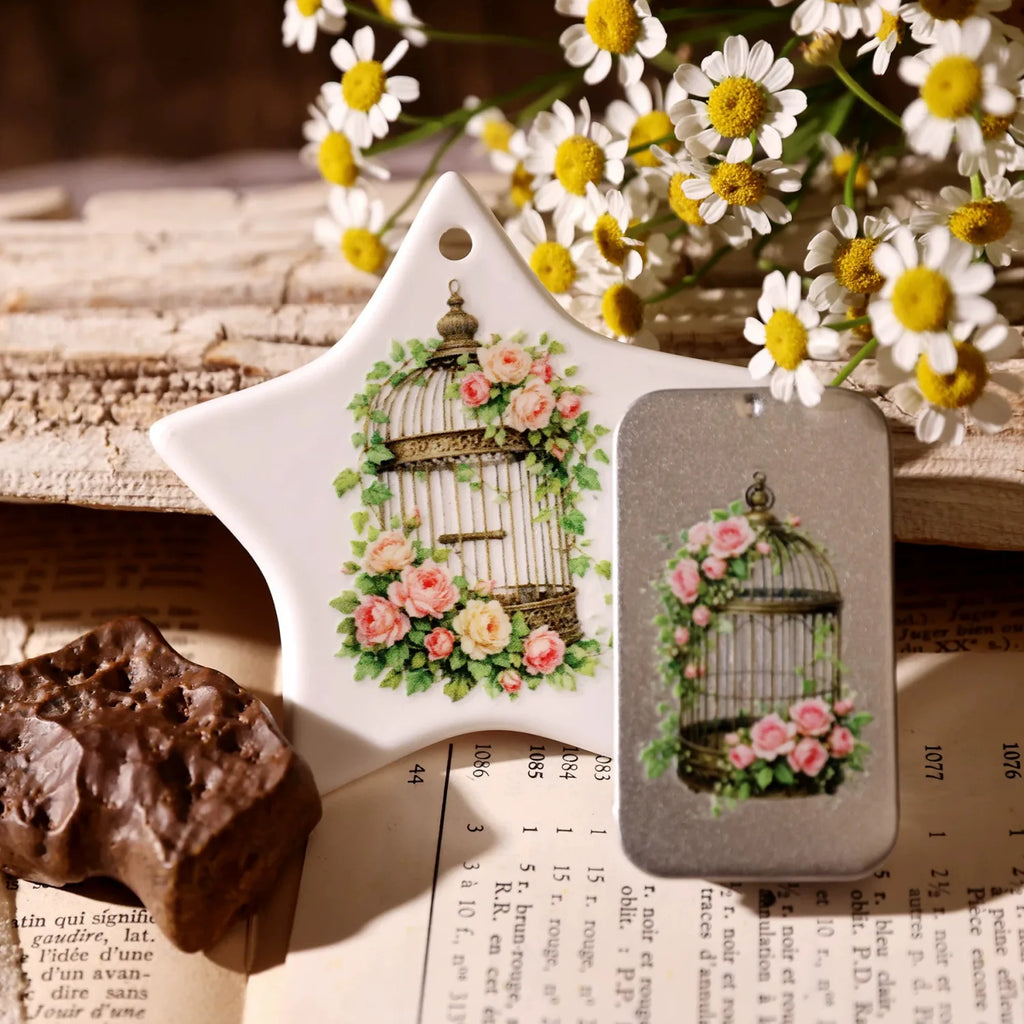 UV DTF Transferaufkleber mit Gartenblumen | Blumen-Rub-On-Sticker