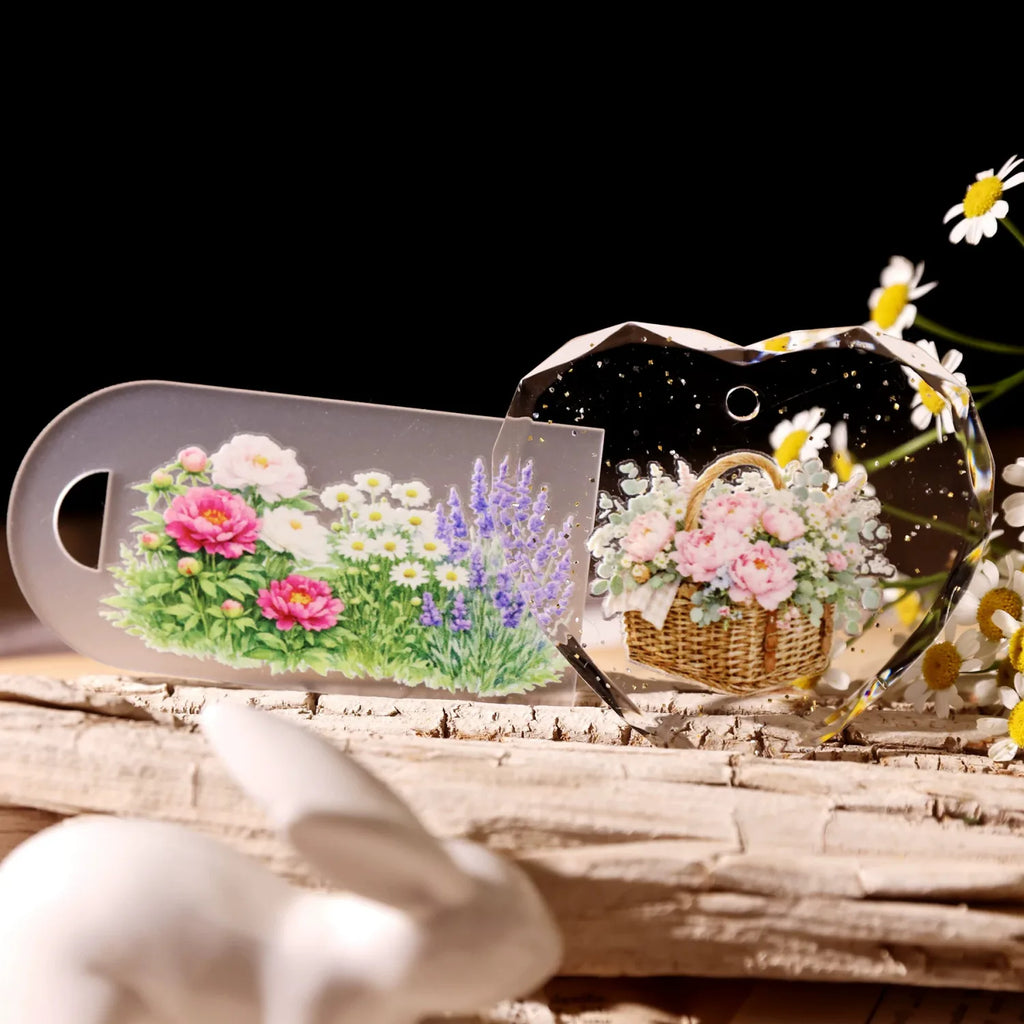 UV DTF Transferaufkleber mit Gartenblumen | Blumen-Rub-On-Sticker