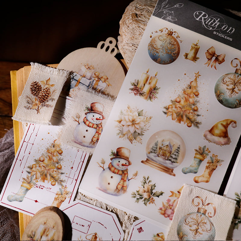Autocollants de transfert de Noël dorés Autocollants à frotter pour les fêtes