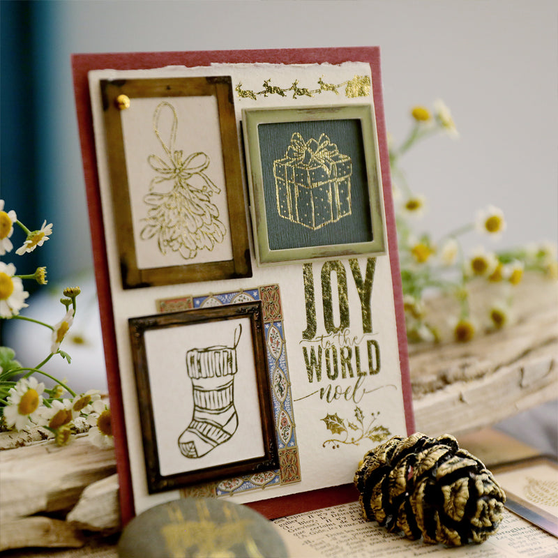 Vintage-Weihnachtsaufkleber aus Goldfolie