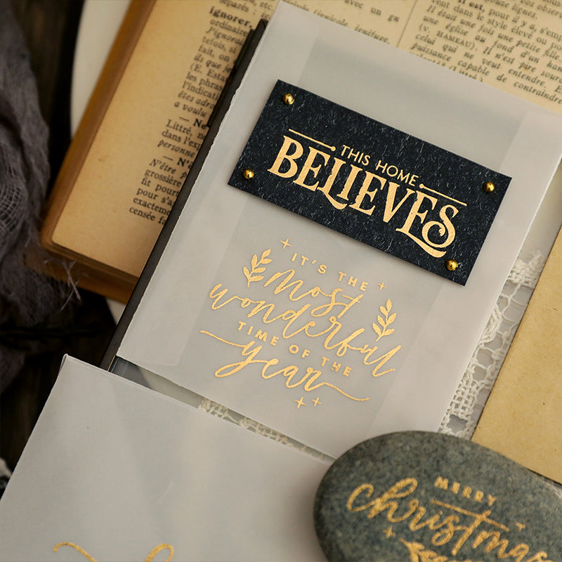 Vintage-Weihnachtsaufkleber aus Goldfolie