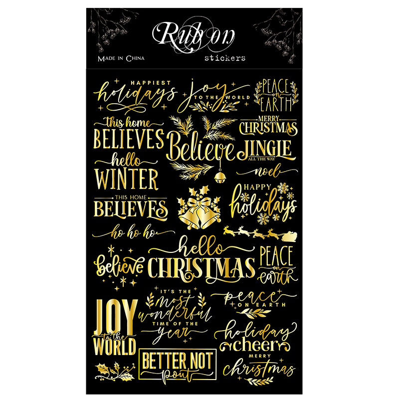 Vintage-Weihnachtsaufkleber aus Goldfolie