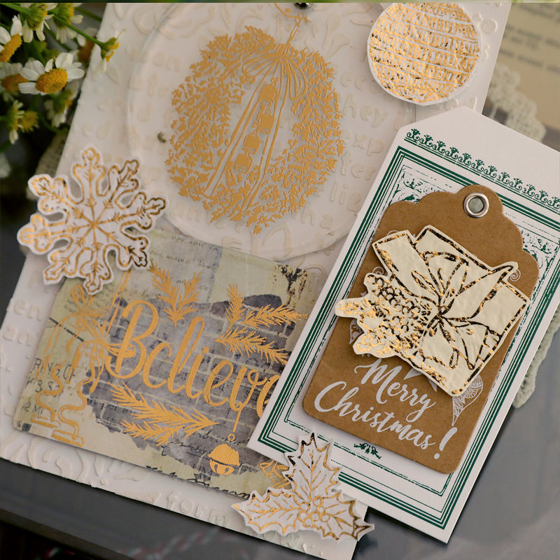 Vintage-Weihnachtsaufkleber aus Goldfolie