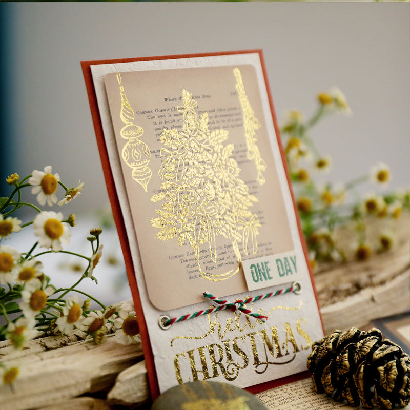 Vintage-Weihnachtsaufkleber aus Goldfolie