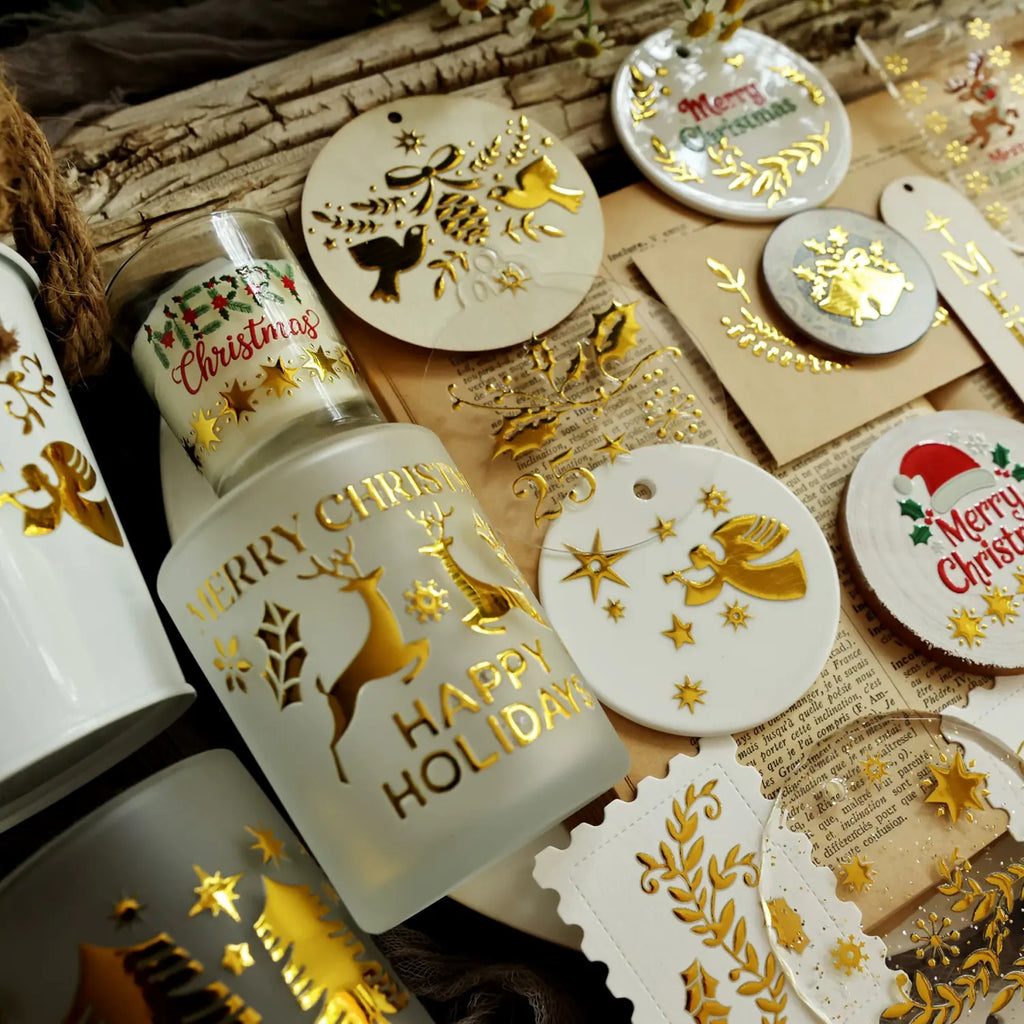 Gold Foil Holiday Christmas transfer Stickers