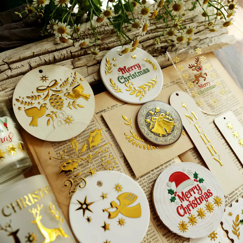 Gold Foil Holiday Christmas transfer Stickers