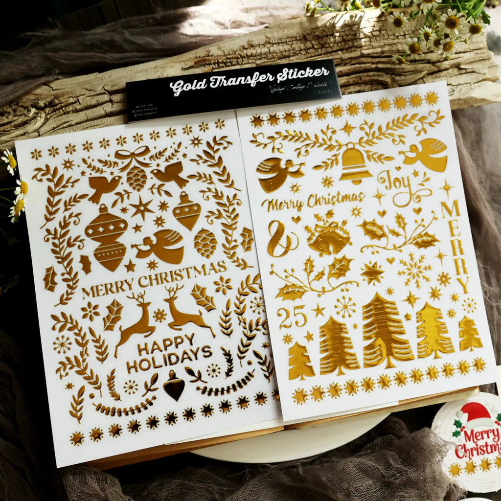 Gold Foil Holiday Christmas transfer Stickers