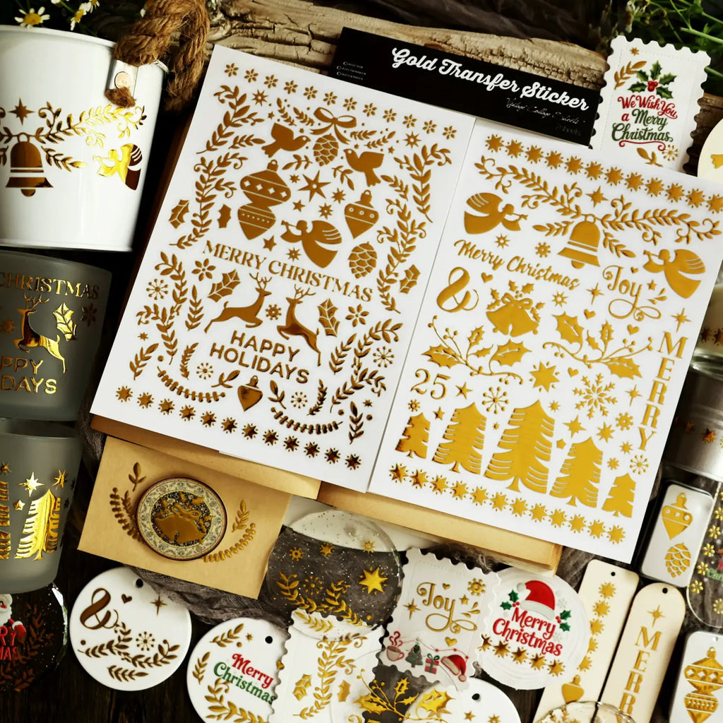 Gold Foil Holiday Christmas transfer Stickers