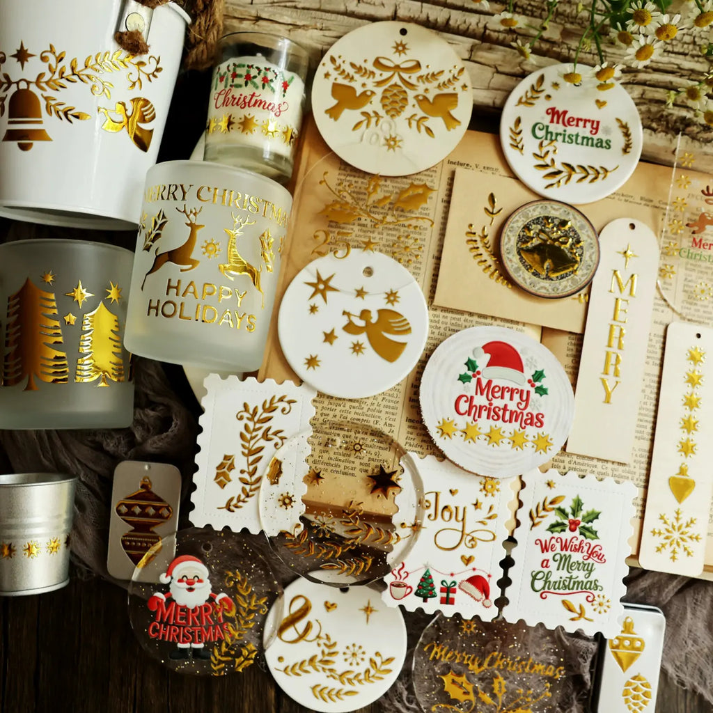 Gold Foil Holiday Christmas transfer Stickers