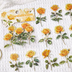 Rosen-PET-Aufkleber mit Goldfolie | Vintage-Blumen-Journaling-Ephemera