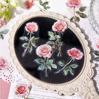 Rosen-PET-Aufkleber mit Goldfolie | Vintage-Blumen-Journaling-Ephemera