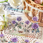 Rosen-PET-Aufkleber mit Goldfolie | Vintage-Blumen-Journaling-Ephemera