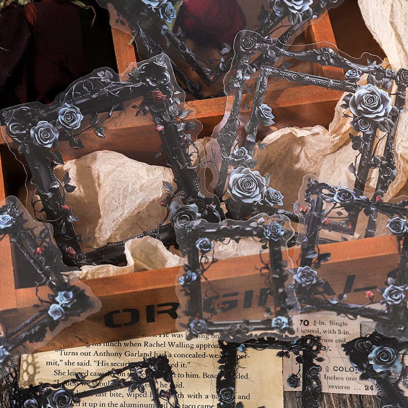 Gothic Scrapbook Flower Picture Frame Sticker