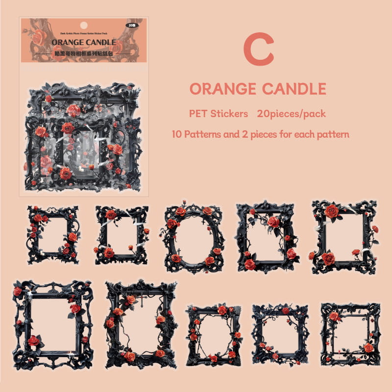 Gothic Scrapbook Flower Picture Frame Sticker