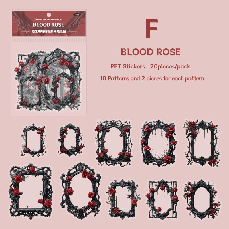 Gothic Scrapbook Flower Picture Frame Sticker