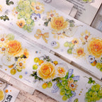 Green Grapevine & Rose Floral Die-Cut Washi & PET Tape