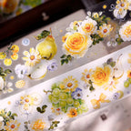 Green Grapevine & Rose Floral Die-Cut Washi & PET Tape