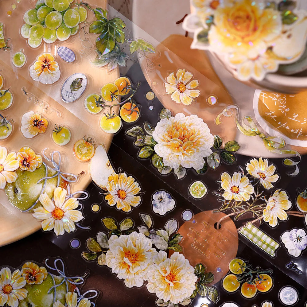 Green Grapevine & Rose Floral Die-Cut Washi & PET Tape