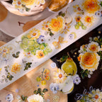 Green Grapevine & Rose Floral Die-Cut Washi & PET Tape