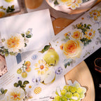 Green Grapevine & Rose Floral Die-Cut Washi & PET Tape