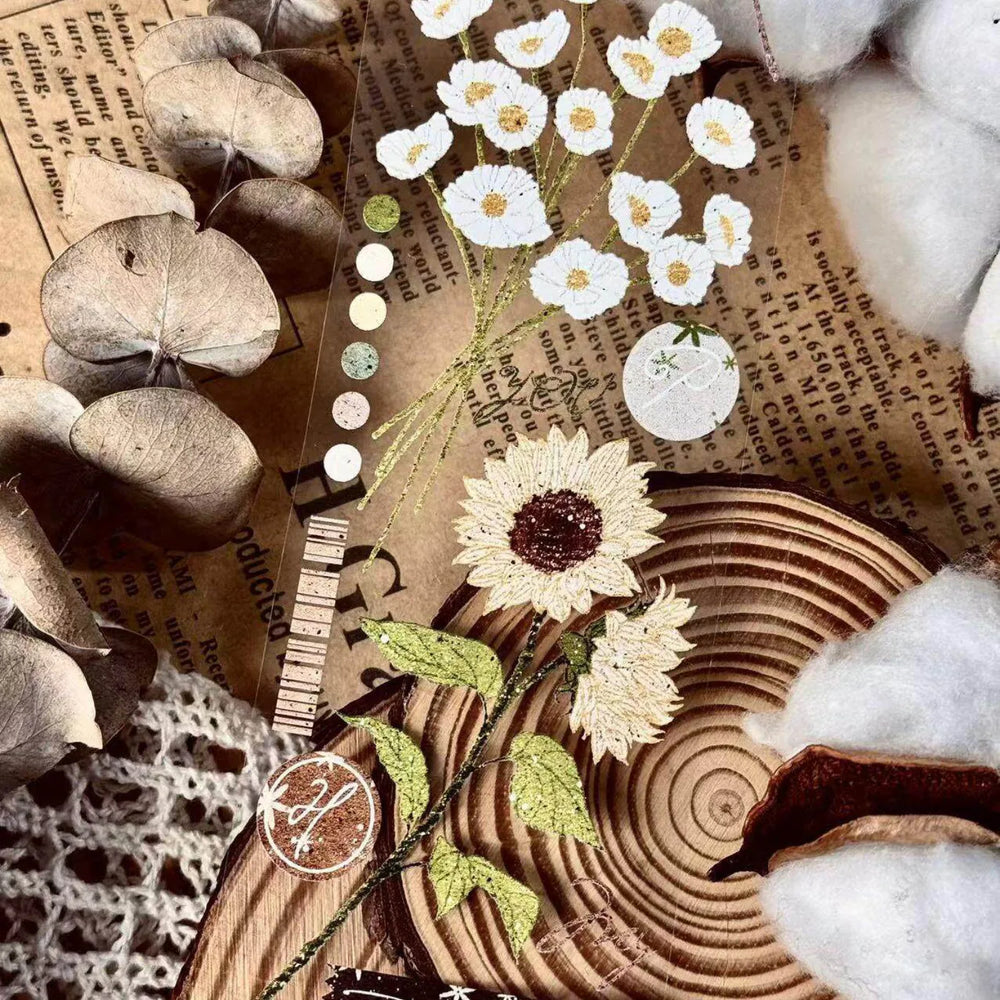 Hand-Drawn Floral Bouquet PET Tape |  Clear & Matte Journaling Ephemera