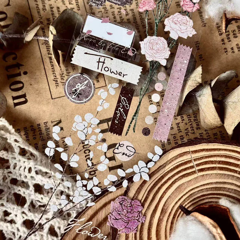 Hand-Drawn Floral Bouquet PET Tape |  Clear & Matte Journaling Ephemera