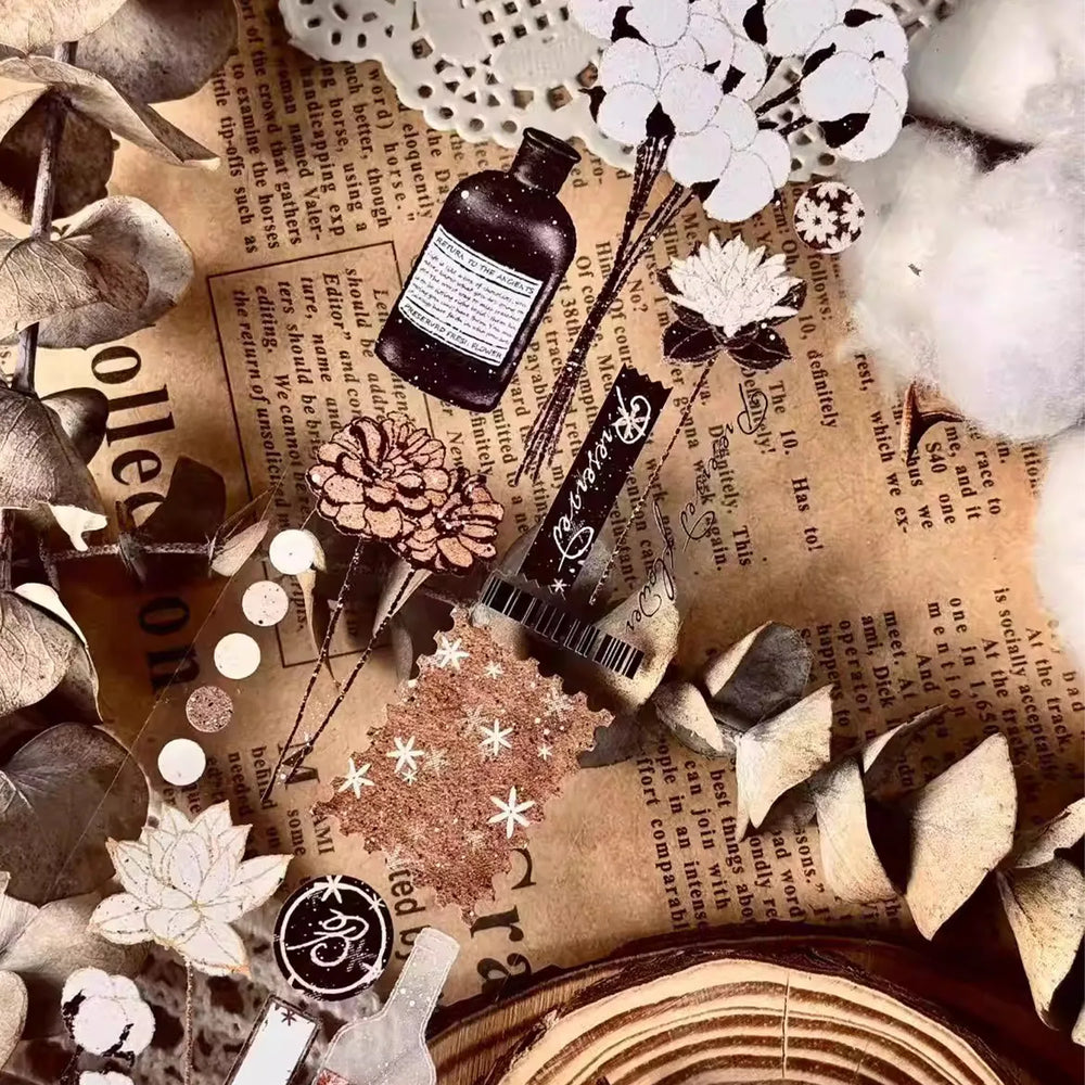 Hand-Drawn Floral Bouquet PET Tape |  Clear & Matte Journaling Ephemera