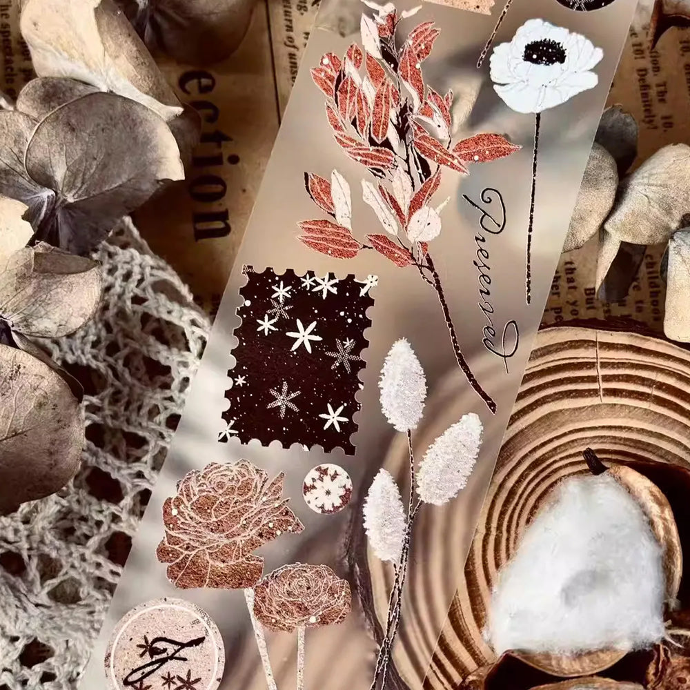 Hand-Drawn Floral Bouquet PET Tape |  Clear & Matte Journaling Ephemera