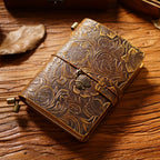 Handcrafted Embossed Leather Traveler’s Notebook – Vintage Floral TN Journal (Refillable)