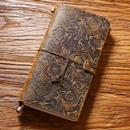 Handcrafted Embossed Leather Traveler’s Notebook – Vintage Floral TN Journal (Refillable)