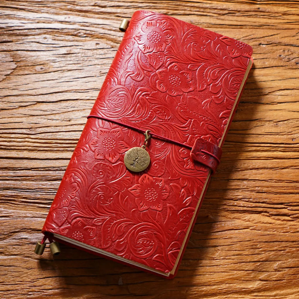 Tn Notebook Handcrafted Embossed Leather Traveler’s Notebook – Vintage Floral TN J ...
