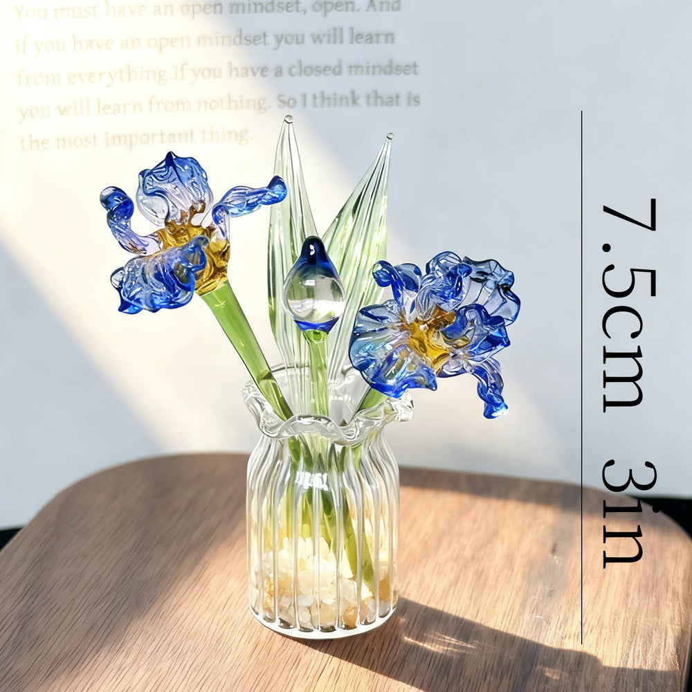 Handcrafted Mini Glass Flower Figurines –Peony Lotus
