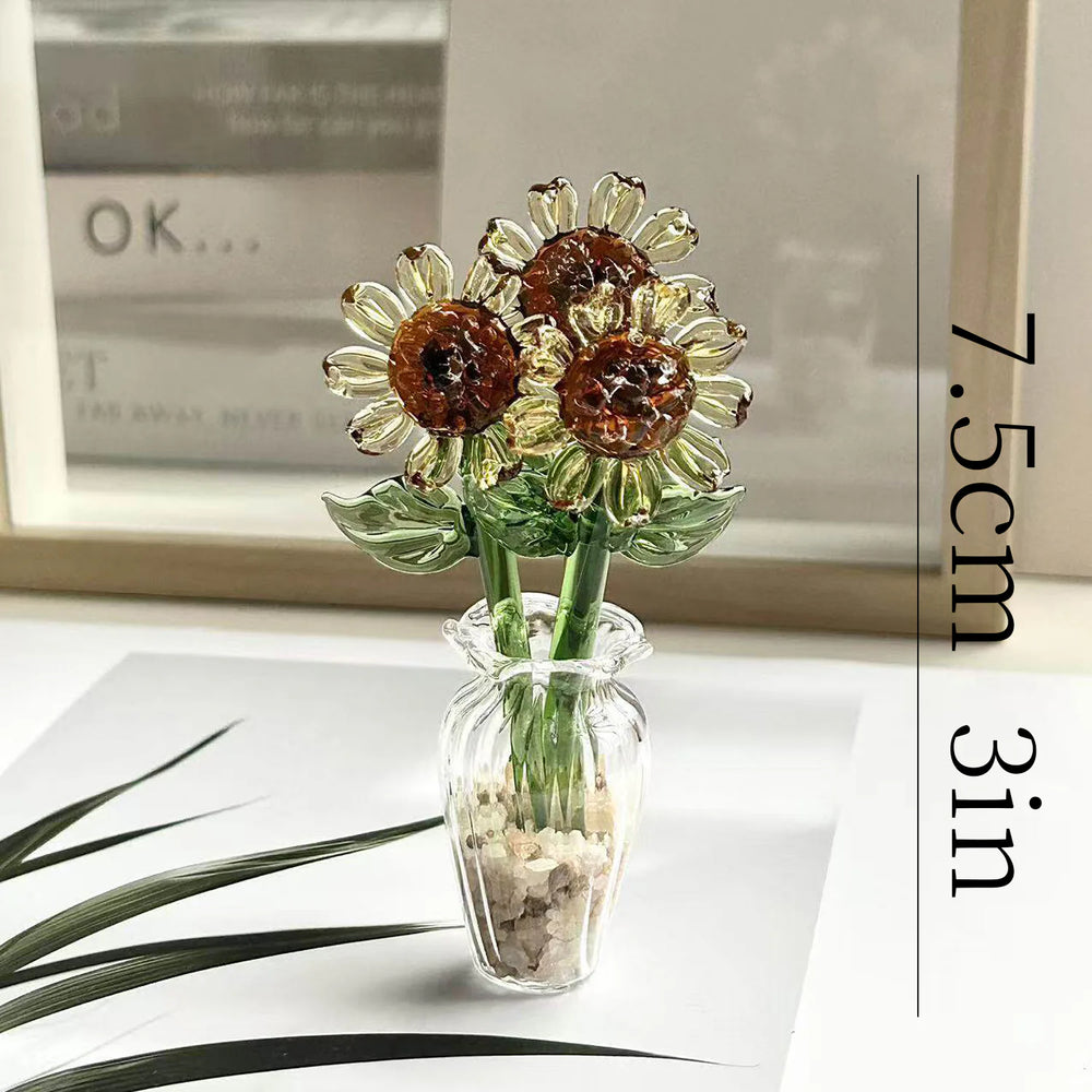 Handcrafted Mini Glass Flower Figurines –Peony Lotus