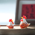 Lot de figurines miniatures artisanales en verre – Coqs dodus (lot de 2)