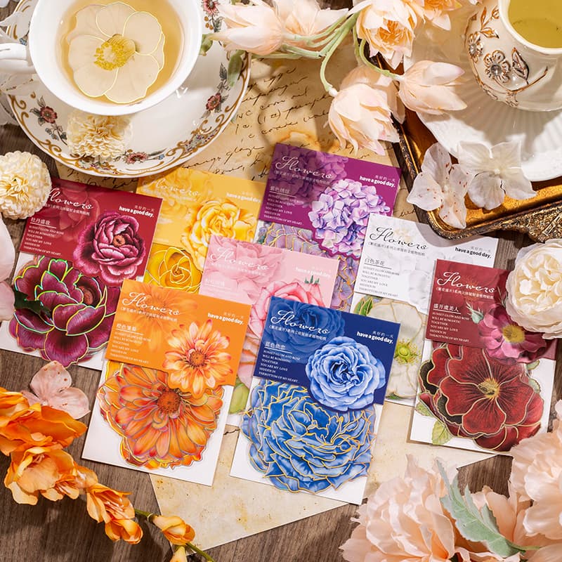 Holographic Blooming Flower Stickers Poppy Rose Pattern