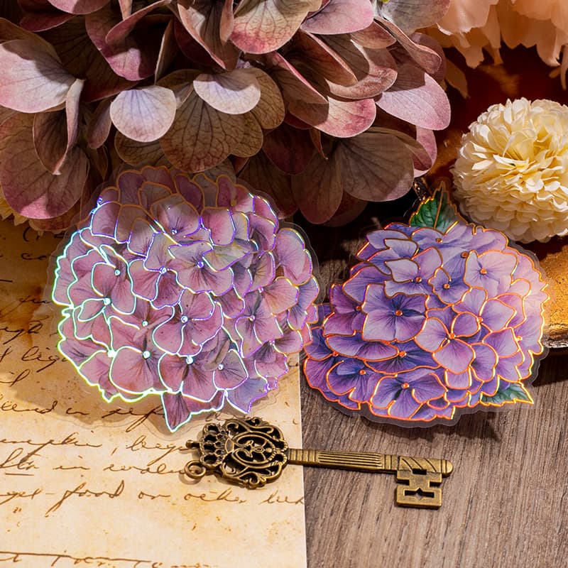 Holographic Blooming Flower Stickers Poppy Rose Pattern