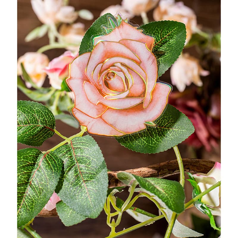 Holographic Blooming Flower Stickers Poppy Rose Pattern