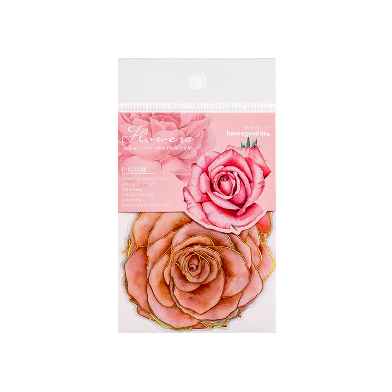 Holographic Blooming Flower Stickers Poppy Rose Pattern